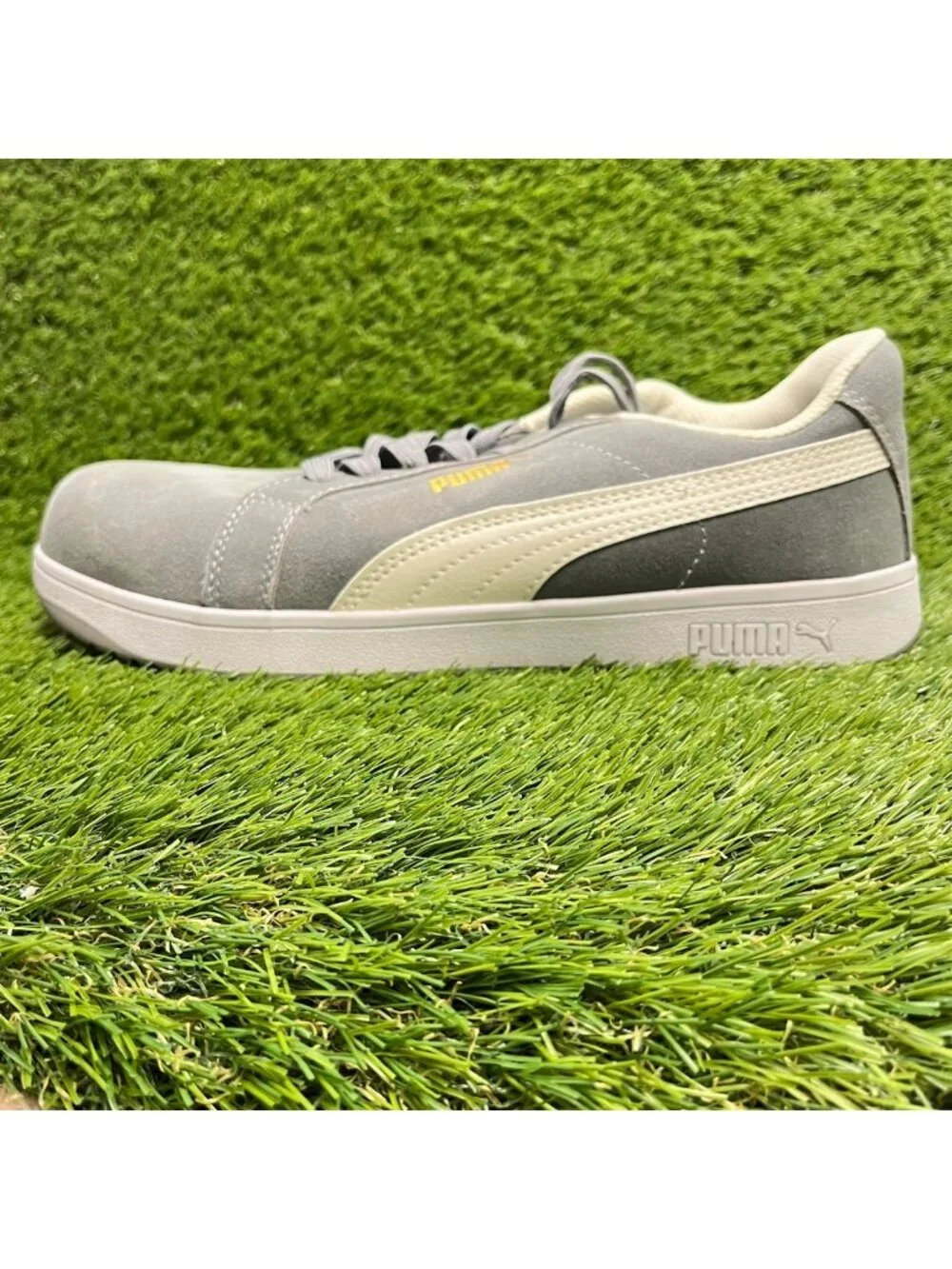 Puma Iconic Suede Mens Size 10.5 Gray White Composite Toe Safety Working Shoes